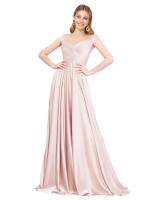 Cheap A-Line Off the Shoulder Sweetheart Luxe Satin Prom Dresses UK