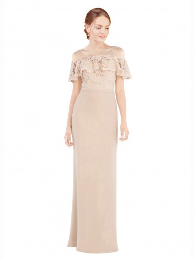 Cheap Off the Shoulder Sleeves Sheath Chiffon Prom Dress UK