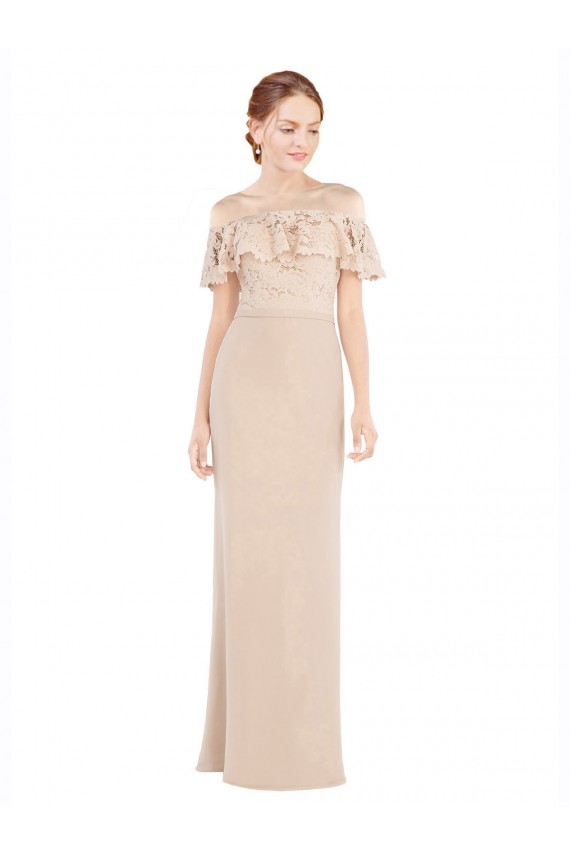 Cheap Off the Shoulder Sleeves Sheath Chiffon Prom Dress UK