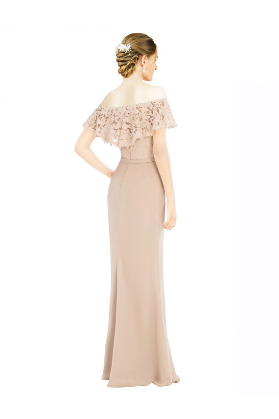 Cheap Off the Shoulder Sleeves Sheath Chiffon Prom Dress UK