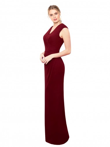 Cheap Cap Sleeves Chiffon Prom Dress with Pleated V-Neck Bodice UK