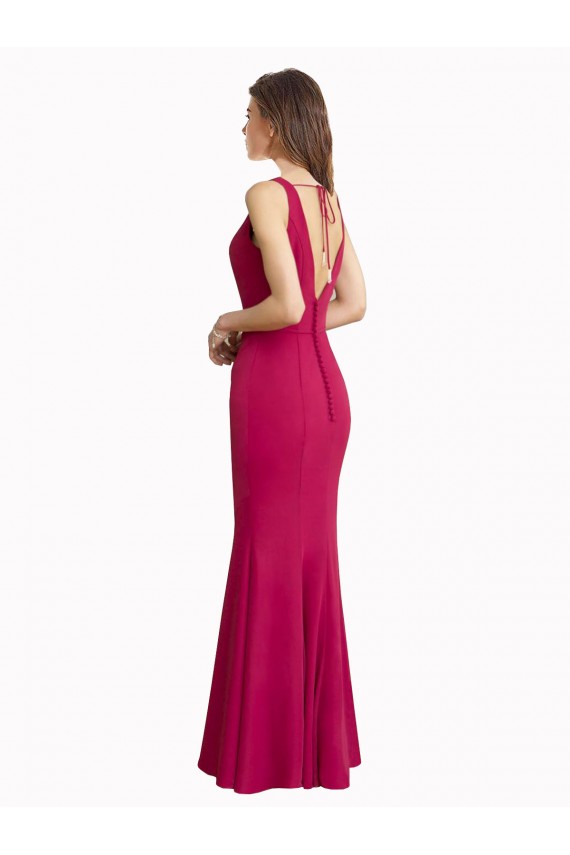 Cheap V-Neck Mermaid Chiffon Prom Dress with V-Back and Belt UK
