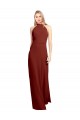 Cheap Slim High Neck Halter Fitted Open Back Chiffon Prom Dress UK