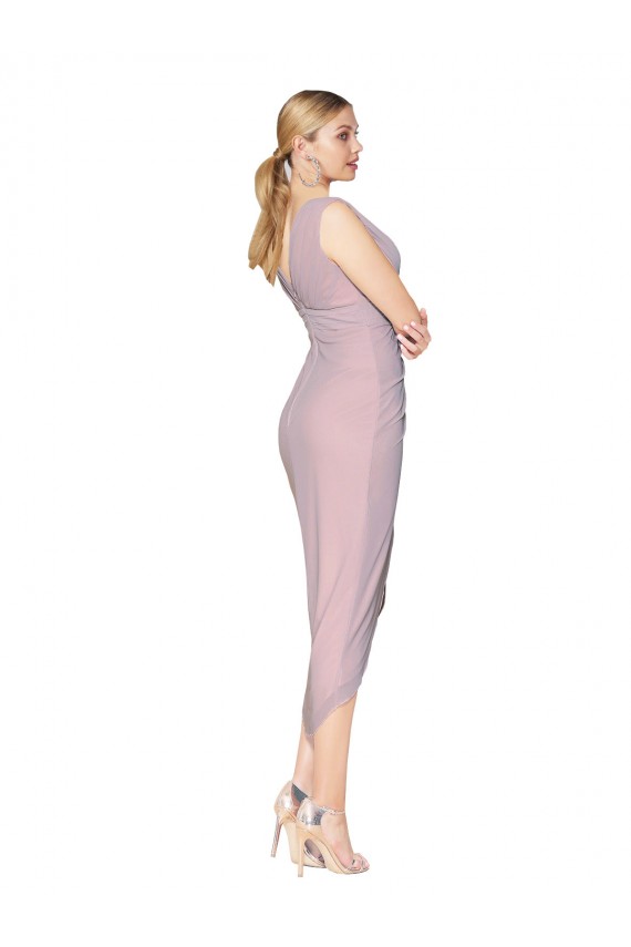 Cheap Cocktail Length High Low Mermaid Chiffon Wrapped Prom Dress UK