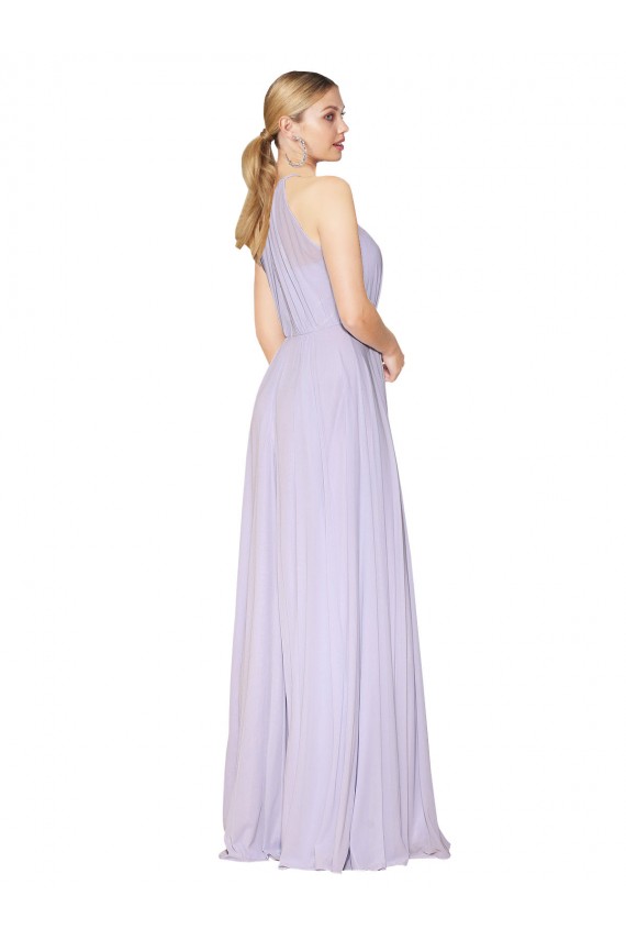 Cheap High Neck Halter Shirred Chiffon Prom Dress UK