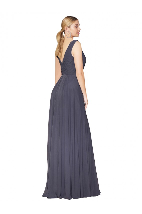 Cheap Floor Length High Neck V-Back Chiffon Prom Dress UK