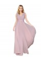 Cheap Draped V-Neck Long Chiffon Prom Dress with Shirred Bodice UK