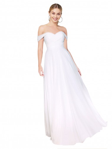 Cheap Off the Shoulder Long Full Length Chiffon Prom Dress UK