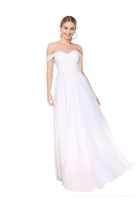 Cheap Off the Shoulder Long Full Length Chiffon Prom Dress UK