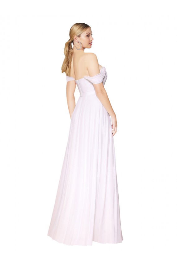 Cheap Off the Shoulder Long Full Length Chiffon Prom Dress UK
