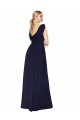 Cheap Draped Long V-Neck Floor Length Chiffon Prom Dress UK