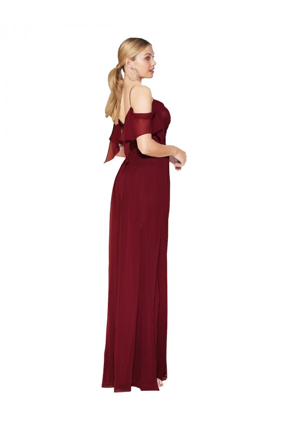 Cheap Cold Shoulder Long Mermaid Chiffon Prom Dress with Straps UK