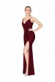Cheap Floor Length High Neck Chiffon Prom Dress with Side Slit UK