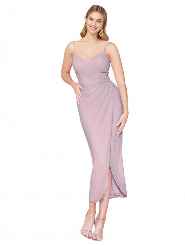 Cheap Short Knee Length Chiffon Wrap Cocktail Prom Dress / Homecoming Dress with Straps UK