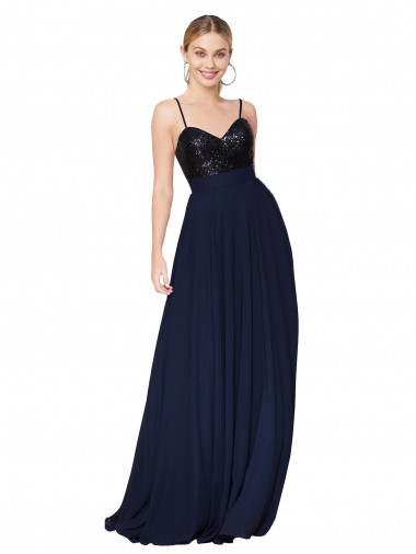 Cheap Sweetheart High Neck Sequin Top Long Chiffon Prom Dress UK