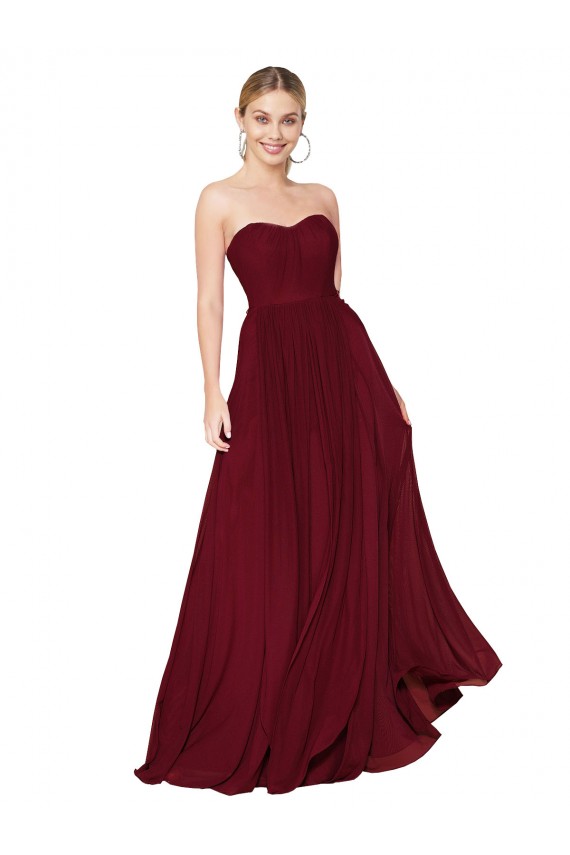 Cheap Draped Strapless Long A-Line Chiffon Prom Dress UK