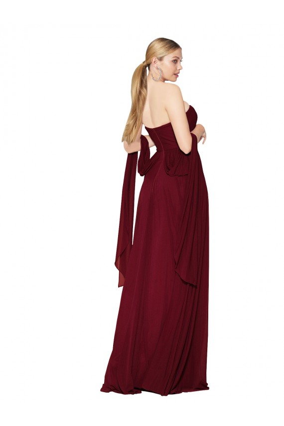 Cheap Draped Strapless Long A-Line Chiffon Prom Dress UK