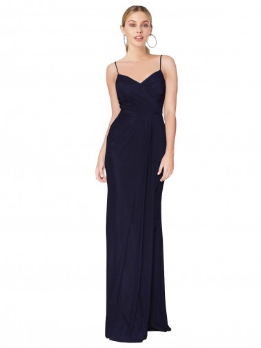 Cheap Draped Spaghetti Straps Long Chiffon Mermaid Prom Dress UK