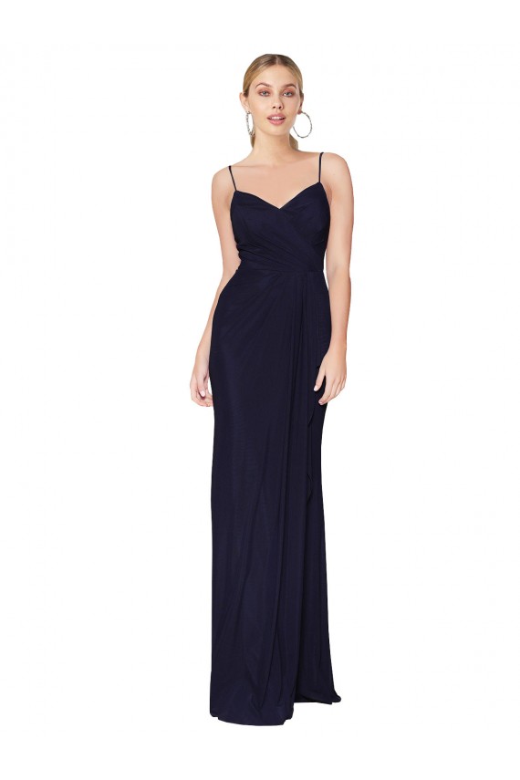Cheap Draped Spaghetti Straps Long Chiffon Mermaid Prom Dress UK