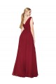 Cheap Draped Mermaid Long V-Neck Chiffon Prom Dress with High Slit UK