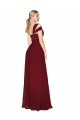 Cheap Off the Shoulder Long Chiffon Prom Dress with Side Slit UK