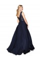 Cheap High Neck V-Neck Long Chiffon Prom Dress with Sequin Top UK