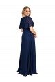 Cheap Chiffon V-Neck Short Sleeves Long Prom Dress with High Slit UK