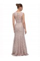Cheap Long Sleeveless All Lace Prom Dress with Scoop Neckline UK