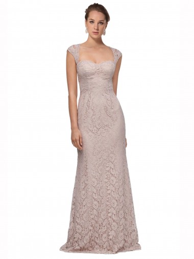 Cheap Sweetheart Neckline Cap Sleeves Lace Prom Dress with Twist UK