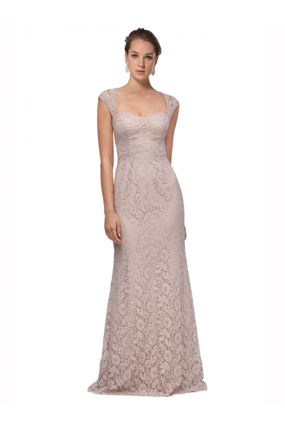 Cheap Sweetheart Neckline Cap Sleeves Lace Prom Dress with Twist UK