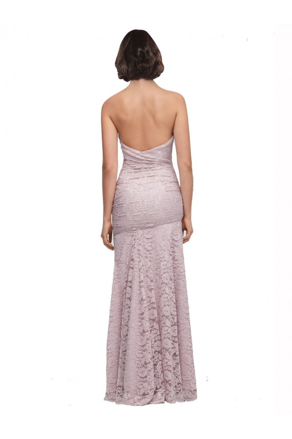 Cheap Floor Length Long Mermaid Lace Prom Dress with Low Back UK