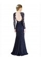 Cheap Illusion Long Sleeves Lace Prom Dress with Sheer Keyhole Back UK