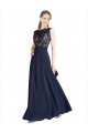 Cheap Bateaux Neckline A-Line Lace Prom Dress with Top Nude Layer UK
