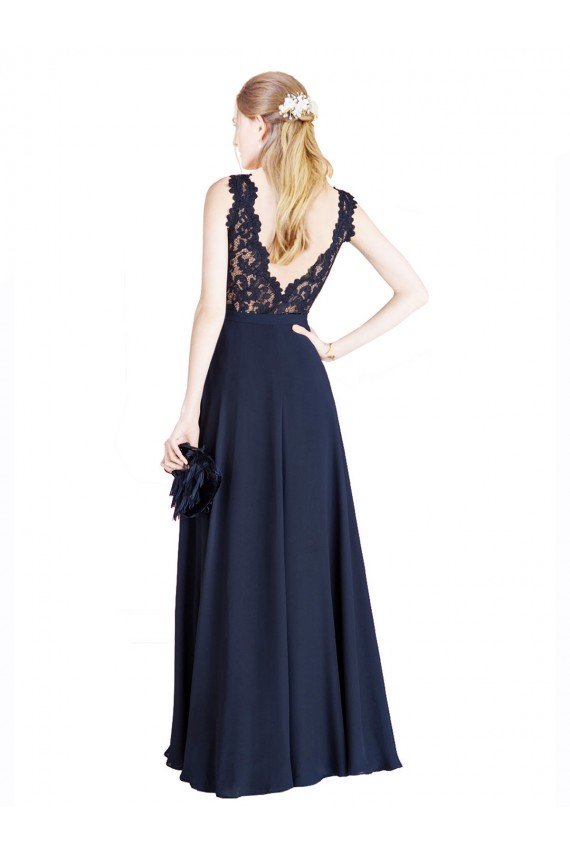 Cheap Bateaux Neckline A-Line Lace Prom Dress with Top Nude Layer UK