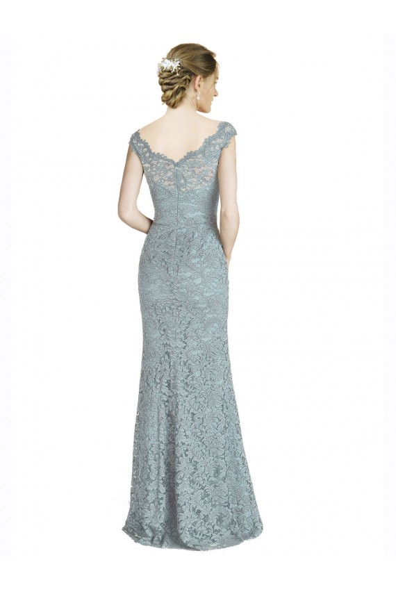 Cheap Off the Shoulder Mermaid Lace Prom Dress with Cap Sleeves UK