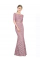 Cheap Short Sleeves Crop Top Mermaid Lace Prom Dress UK