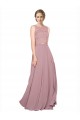 Cheap Long A-Line Chiffon Prom Dress with Sleeveless Lace Crop Top UK