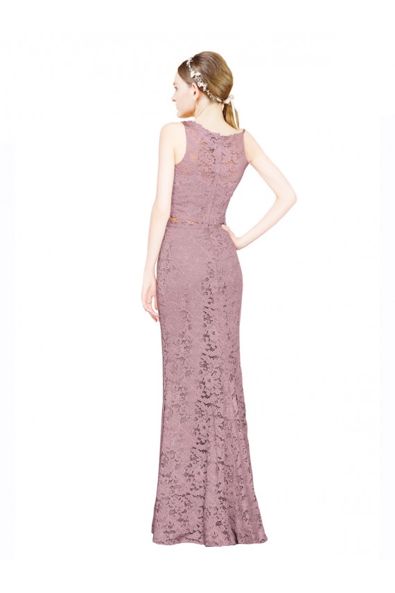Cheap Sleeveless Crop Top High Neck Mermaid Lace Prom Dress UK