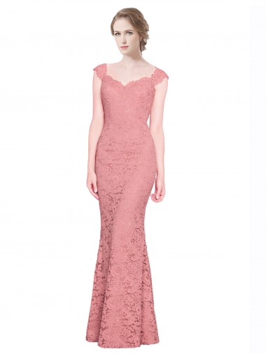 Cheap Sweetheart Mermaid Long Lace Prom Dress with Wide Straps UK
