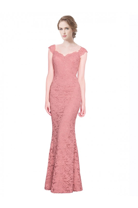 Cheap Sweetheart Mermaid Long Lace Prom Dress with Wide Straps UK