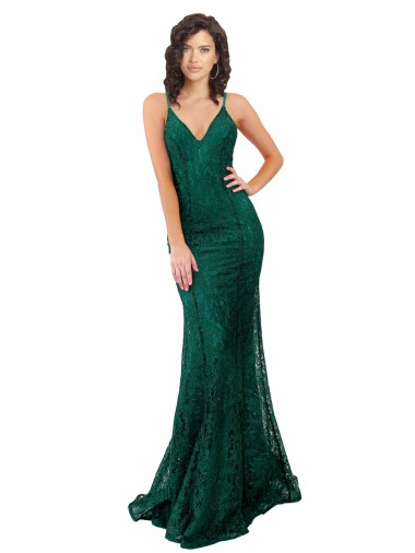 Cheap Black Tie Sleek Fishtail Shaped Long Lace Prom Dress UK
