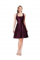 Cheap Classic Knee Length Satin Cocktail Prom Dress / Homecoming Dress with V Back and Bow Detail UK