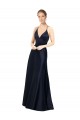 Cheap Sexy Satin Prom Dress with Deep V-Neckline and Strappy Back UK