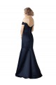 Cheap Fit and Flare Satin Prom Dress with Off the Shoulder Neckline UK