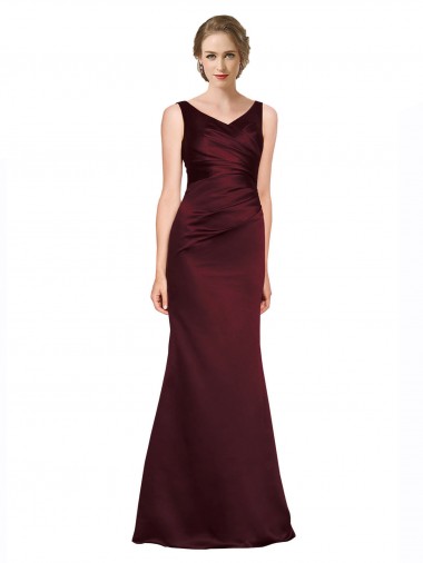 Cheap Figure Shaping Satin Prom Dress with Structured Pleats UK