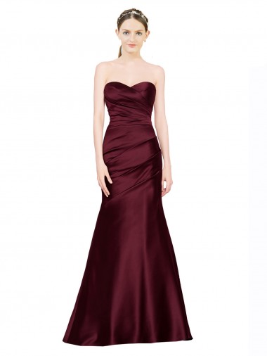 Cheap Mermaid Sweetheart Soft Satin Prom Dress with Pleats UK