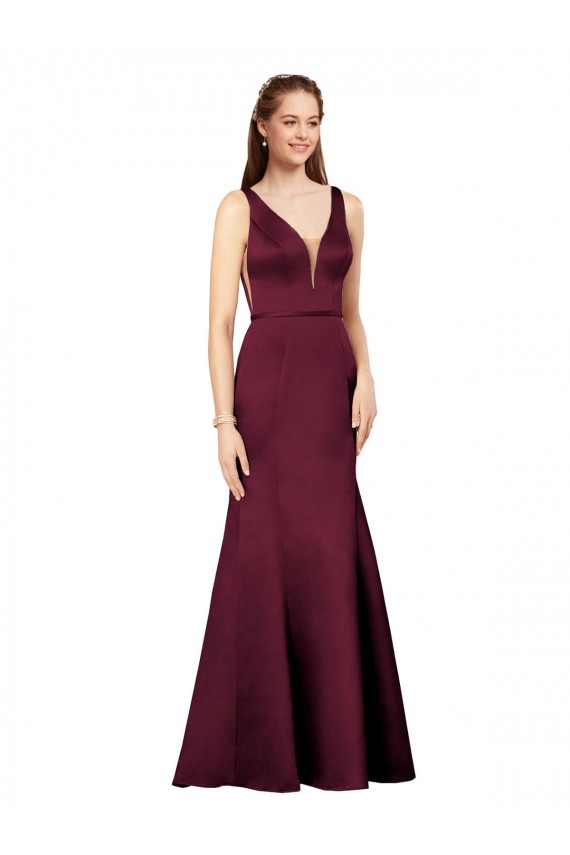 Cheap Sexy Satin Prom Dress with Side Cutouts UK