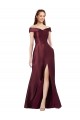 Cheap Long Off the Shoulder Satin Prom Dress with Thigh-high Slit UK