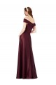 Cheap Long Off the Shoulder Satin Prom Dress with Thigh-high Slit UK