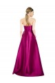 Cheap Sleeveless V-Neck Long Satin Prom Dress with Bow Waist UK